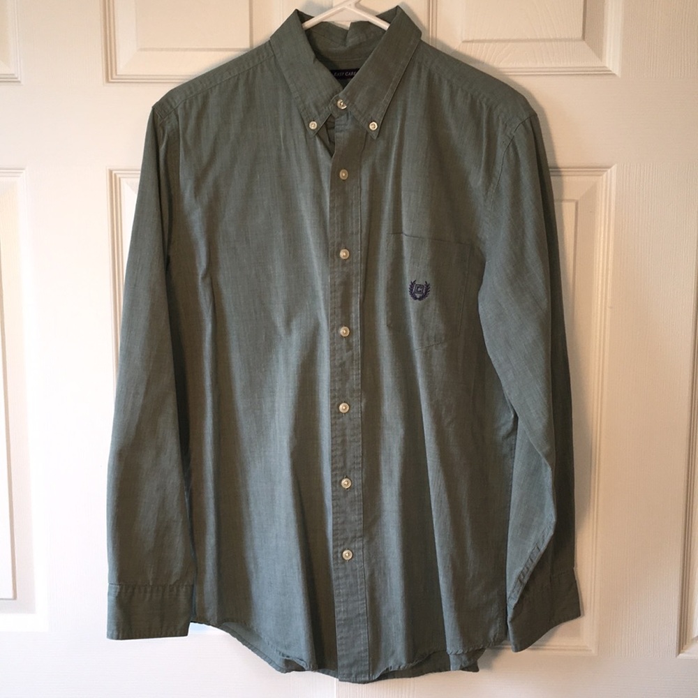 Chaps green button up shirt